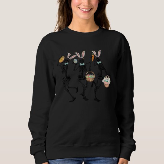 Sweatshirt Easter Skeleton Bunny Ears Dancing Christian Easte (Devant)