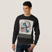 Sweatshirt Eastern Blue Bird and Sakura Blossom Branch (Devant entier)