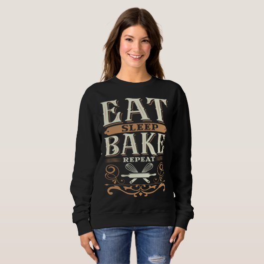 Sweatshirt Eat Sleep Bake Repeat (Devant entier)