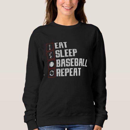 Sweatshirt Eat Sleep Baseball Repeat Baseball Player Baseball (Devant)