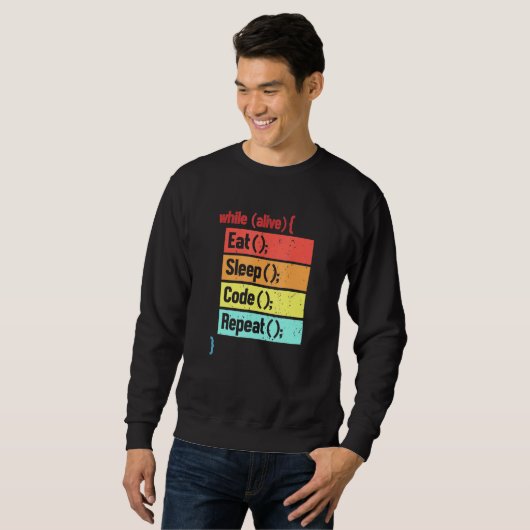 Sweatshirt Eat Sleep Code Répéter Software Engineer Developer (Devant entier)