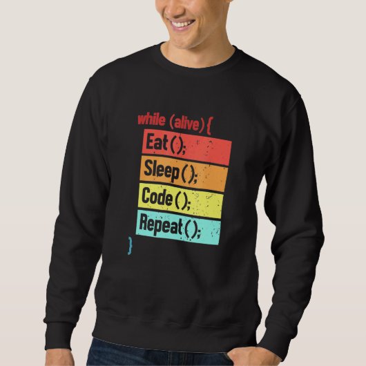 Sweatshirt Eat Sleep Code Répéter Software Engineer Developer (Devant)