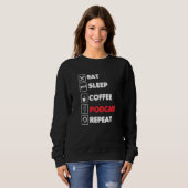 Sweatshirt Eat Sleep Coffee Podcast Repeat Funny Podcaster (Devant entier)