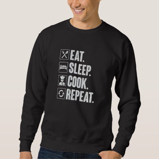Sweatshirt Eat Sleep Cook Repeat  Retro Cook Cooking Chef (Devant)