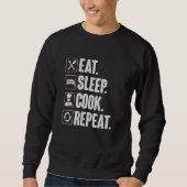 Sweatshirt Eat Sleep Cook Repeat Retro Cook Cooking Chef (Devant)