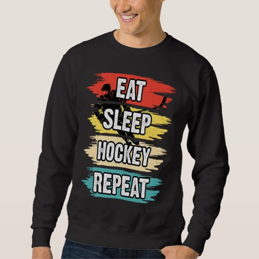Sweatshirt Eat Sleep Hockey Repeat Funny Ice Hockey Frisbee L (Devant)