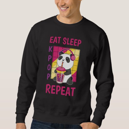 Sweatshirt Eat Sleep Kpop Repeat Korean Heart Love K Pop Blac (Devant)
