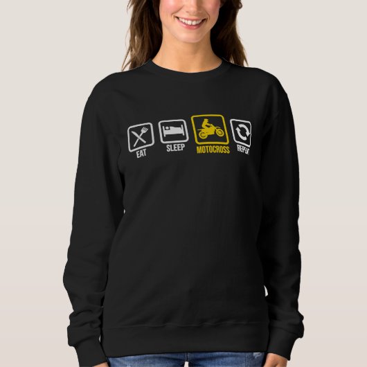 Sweatshirt Eat Sleep Motocross Repeat Dirt Bker Motorcycle En (Devant)