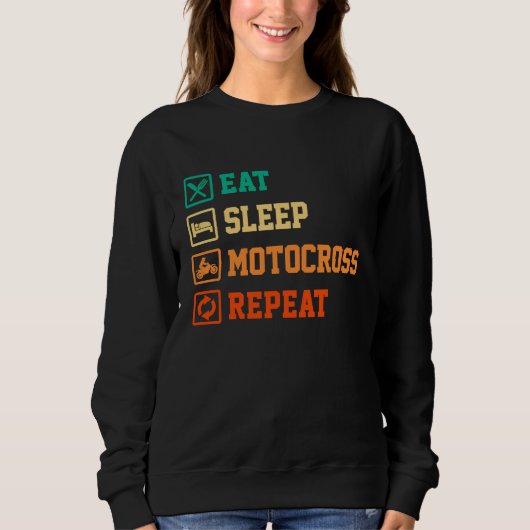 Sweatshirt Eat Sleep Motocross Repeat Dirt Bker Motorcycle En (Devant)