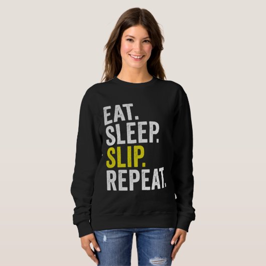 Sweatshirt Eat Sleep Slip Repeat Cricket (Devant entier)
