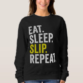 Sweatshirt Eat Sleep Slip Repeat Cricket (Devant)