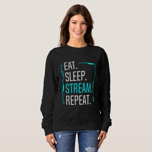 Sweatshirt Eat Sleep Stream Répéter Movie Streamer Streamer G (Devant entier)
