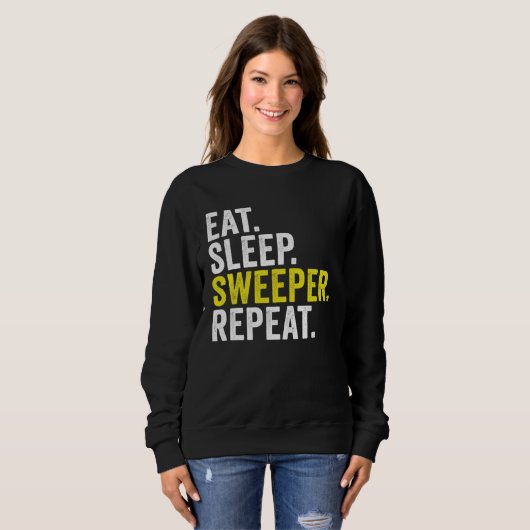 Sweatshirt Eat Sleep Sweeper Repeat Cricket (Devant entier)