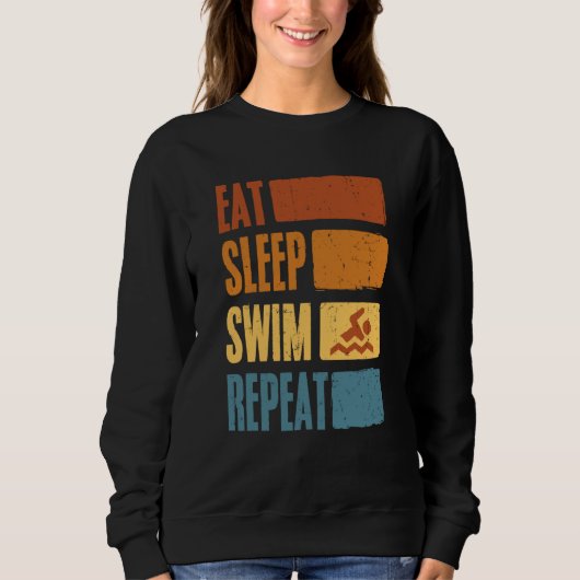 Sweatshirt Eat Sleep Swim Repeat Swimming Sarcastic Print  7 (Devant)