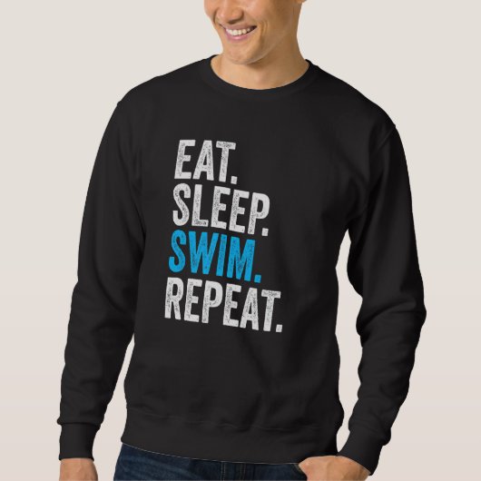 Sweatshirt Eat Sleep Swim Repeat Vintage Swimming Swimmer (Devant)
