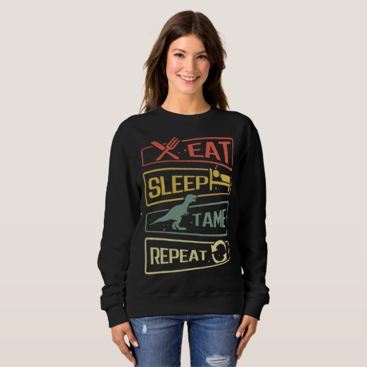 Sweatshirt Eat Sleep Tame Repeat Dinosaur (Devant entier)