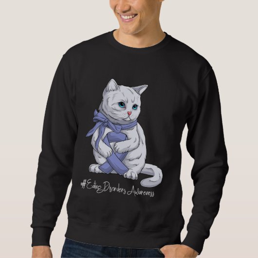 Sweatshirt Eating Disorders Awareness Month Orange Ribbon Cat (Devant)
