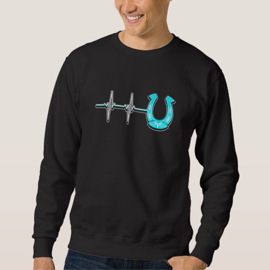 Sweatshirt Ecg Heartbeat Graphic Horse Lover Equestrian Rider (Devant)