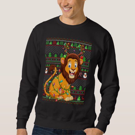 Sweatshirt Éclairage de lion de Noël de style pull de Noël mo (Devant)