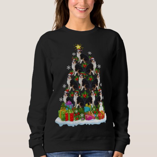 Sweatshirt Éclairage de Noël chapeau Australien Berger Christ (Devant)