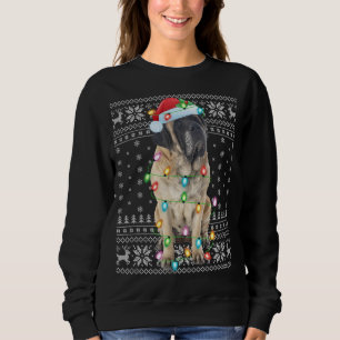 Sweatshirt Éclairage de Noël chapeau laide anglais Mastiff Ch