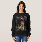 Sweatshirt Éclairage de Noël chapeau laide berger allemand Ch (Devant entier)