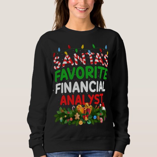 Sweatshirt Éclairage de Noël Père Noël Favori Analyste financ (Devant)