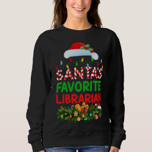 Sweatshirt Éclairage de Noël Père Noël favori Bibliothécaire
