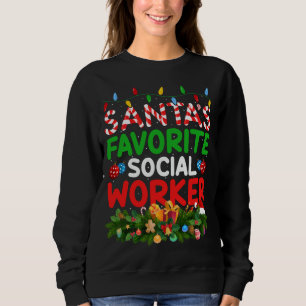 Sweatshirt Éclairage de Noël Père Noël Favori Social Worker C