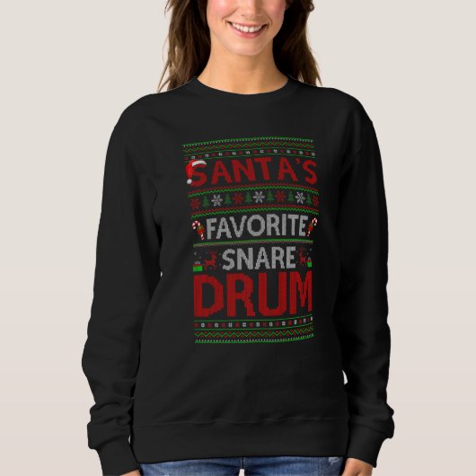 Sweatshirt Éclairage Xmas laid Père Noël S Favorite Drum Noël (Devant)