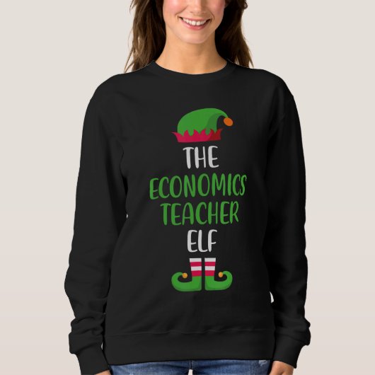 Sweatshirt Économie Enseignant Elf Noël Famille Correspondant (Devant)