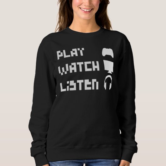 Sweatshirt Écouter Retro 8 bits Contrôleur casque (Devant)