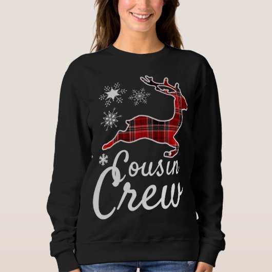 Sweatshirt Écran de Cousin Plaid Reindee Noël Rouge Black Paj (Devant)