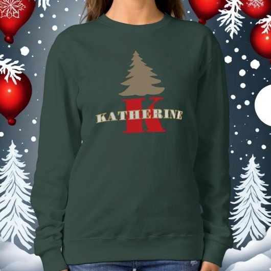 Sweatshirt Écriture monogrammée rouge or blanc
