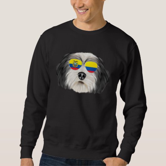 Sweatshirt Ecuadorian Flag Polish Lowland Sheepdog Dog Ecuado (Devant)