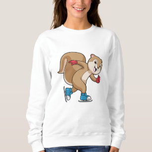 Sweatshirt Écureuil au patinage sur glace avec patins sur gla