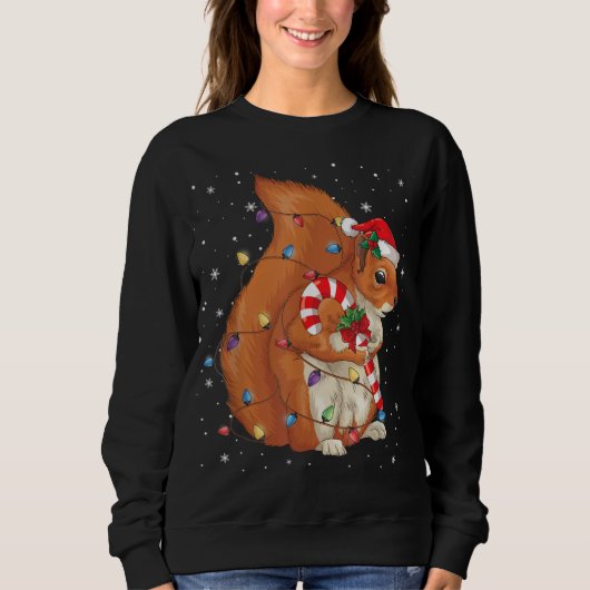 Sweatshirt Écureuil lumières de Noël Amoureux des animaux de  (Devant)