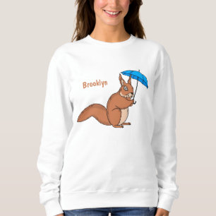 Sweatshirt Écureuil rouge mignon avec dessin animé parapluie