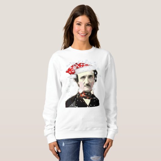Sweatshirt Edgar Allan Poe Casquette de Noël Snowflake T-Shir (Devant entier)