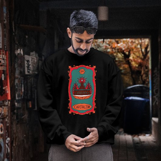 Sweatshirt Eff Capitalism Burn It Tarot Card Tower Symbol