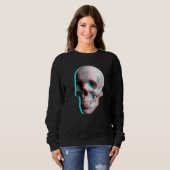 Sweatshirt Effet 3 Dimensions Crâne Bleu Rouge (Devant entier)