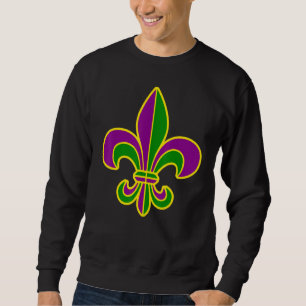 Sweatshirt Effet Parties scintillant Fleur De Lis Mardi Gras