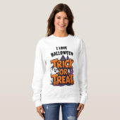 Sweatshirt Éffrayant Halloween amusant avec des bonbons! (Devant entier)