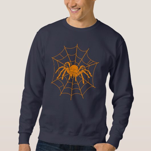 Sweatshirt Éffrayant Halloween effrayant Orange Spider Web (Devant)