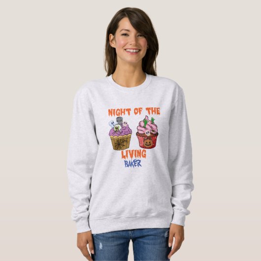Sweatshirt Éffrayant Halloween Freight Night Cupcake Amateurs (Devant entier)