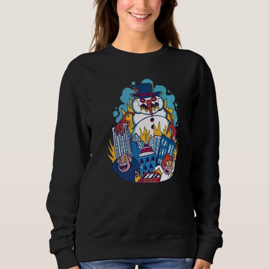 Sweatshirt Effrayant Snowman Détruire (Devant)