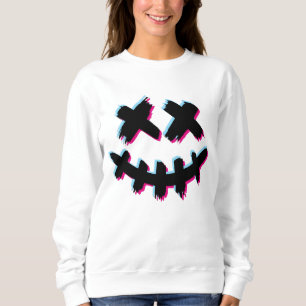 Sweatshirt Effrayant Stroke Smile Face Glitch Halloween heure