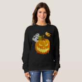 Sweatshirt Éffrayante mignonne Citrouille d'Halloween (Devant entier)