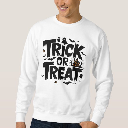 Sweatshirt Éffrayante nuit d'Halloween avec ruse ou plaisir (Devant)