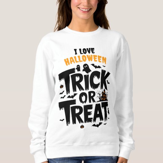 Sweatshirt Éffrayante nuit d'Halloween avec ruse ou plaisir (Devant)
